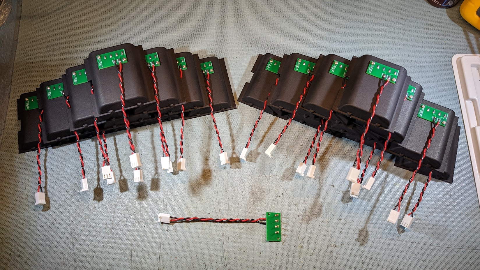 Finished battery tray upgrades stacked and ready for delivery