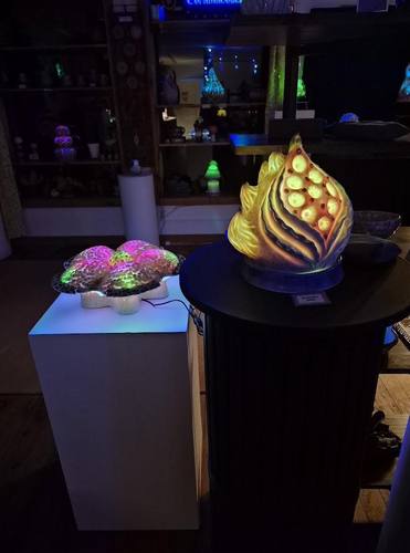 Ceramadelics illuminated ceramic sculpture, green light